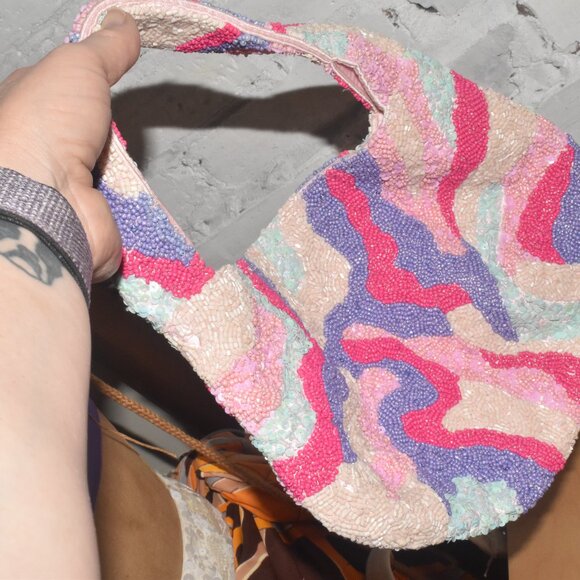 All Over Pink Sequin and Beaded Perfect CLUTCH Bag! - Picture 2 of 4